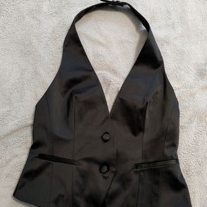 Black satin vest